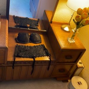 Victoria’s Secret Black Beaded Bra 34C and Garter Belt - Size Medium